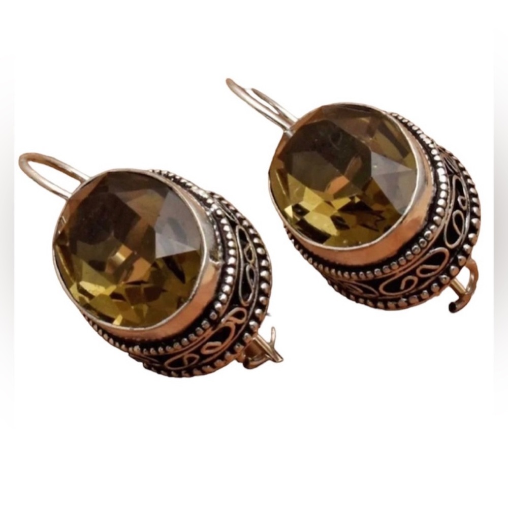 Smokey Quartz and Sterling Silver Earrings